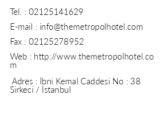 The Metropol Hotel iletiim bilgileri